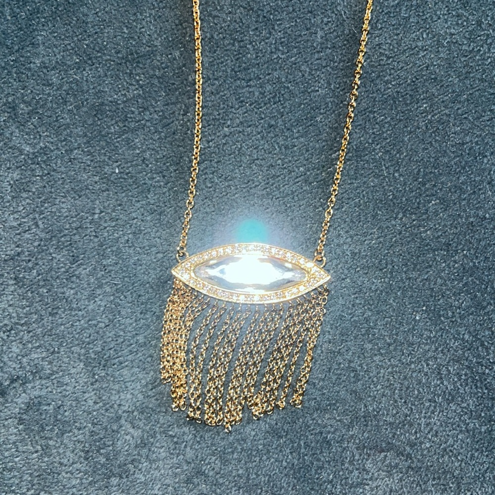 REBECCA MINKOFF gold Crystal eyelash necklace! NWOT - Picture 4 of 4